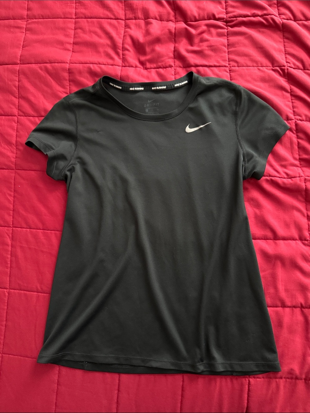 Nike Black Short Sleeve Dri-FIT Tee with Silver Swoosh
